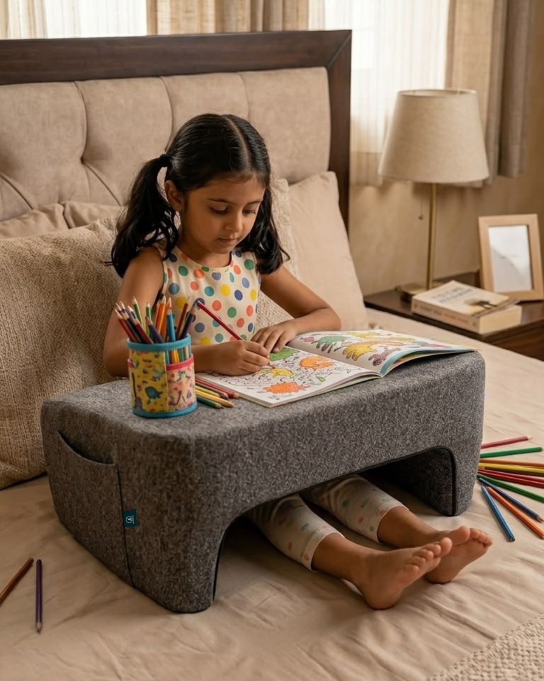 Movin Care Premium Lap Desk Pillow with Cushion | Ergonomic Bed Table for Laptop, Reading, Writing & Kids Study