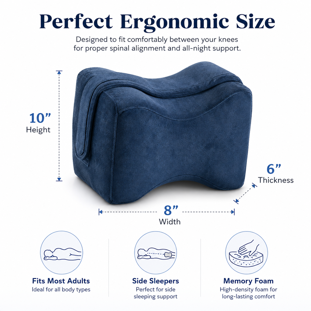 Square Memory Foam Knee Pillow_Movin Care