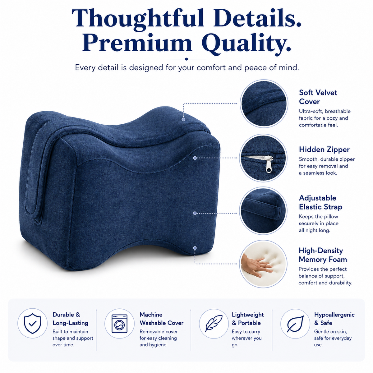 Square Memory Foam Knee Pillow_Movin Care