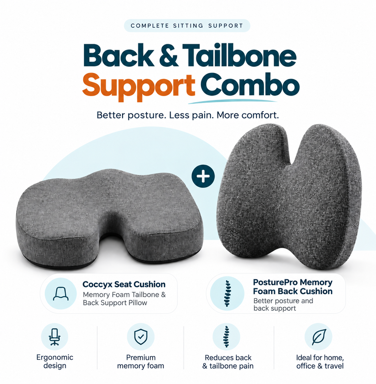 Movin Care Back & Tailbone Support Combo